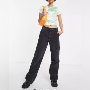 ASOS DESIGN  cotton blend 'cargo' jean in washed black - BLACK size w28 l30